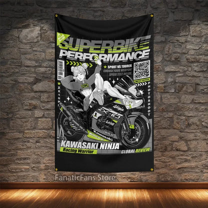 JDM Modified Racing Car Flagge Polyester Digital Printing Cars Banner For Decoration