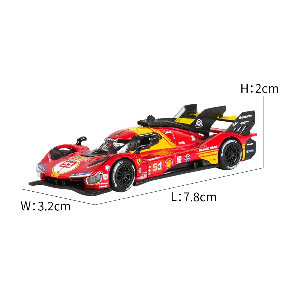 Bburago 1:64 Ferrari 499P 83 51  LMH (2023 24H LE MANS CHAMPION) Racing Die Cast Vehicles Model Formula Racing Car Toys