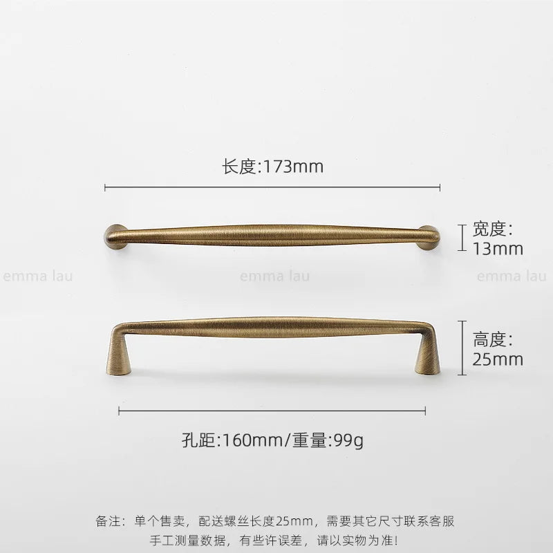 Light Luxury Brass Furniture Handles Retro Long Strip Cabinet Handles Round Door Drawer Knobs Kitchen Wardrobe Cupboard Pulls