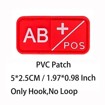 Small Patch with Hook,PVC Blood Type A B AB O POS NEG Emblemen,Patches Military Tactical Badges on Backpack,Outdoor Equipment