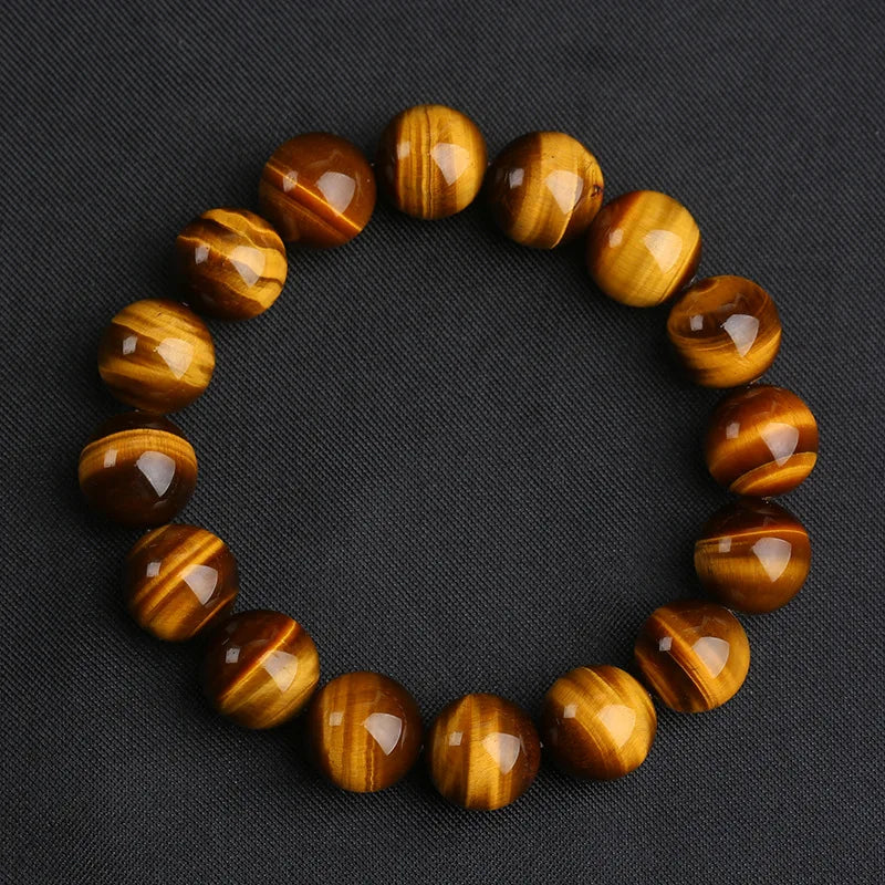 New Cool Motorcycle Riding Beaded Bracelet Men Natural 4/6/8/10/12mm Smooth Tiger Eyes Stone Braslet Outdoor Cycling Accessories