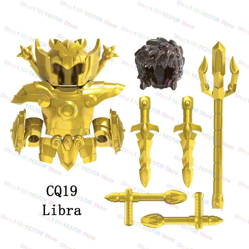 Saint Seiya Japanese Anime Cartoon Bricks Dolls Aiolia Aiolos Model Toys Building Blocks Figures Assembly Toys Gifts CQ11-22