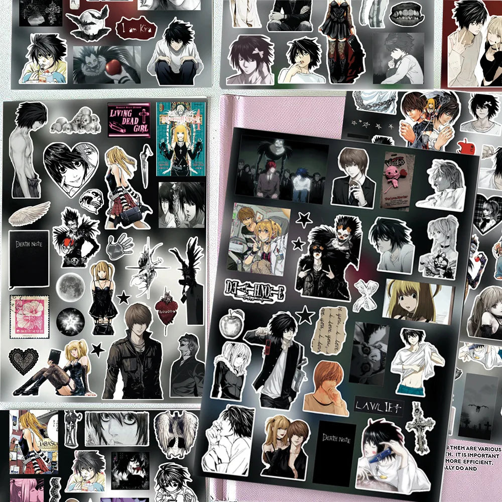 8pcs Death Note Cut Film Stickers Anime Simple and Creative Surrounding Materials Waterproof Stickers