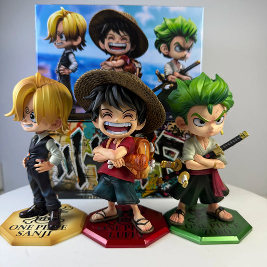 14cm Anime One Piece Luffy Figures Q Version Zoro Sanji Action Figure Pvc Collectible Model Toys Gifts
