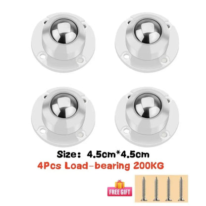 4Pcs Furniture Casters Wheels Heavy Duty Ball Pulley Self Adhesive Stainless Steel 360° Rotation Universal Wheel Load 20/200Kg