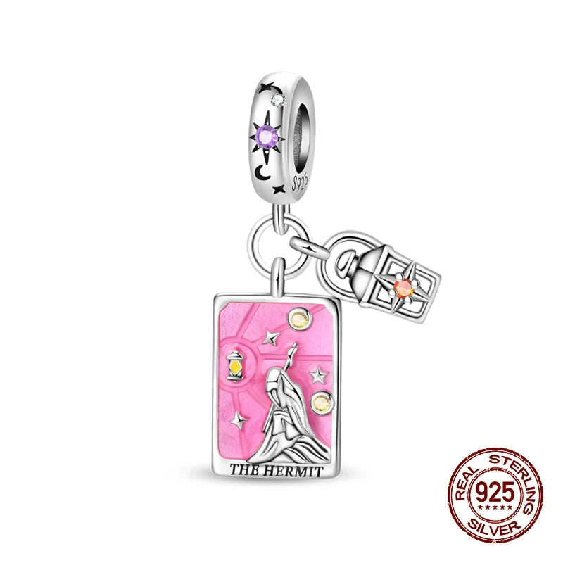 100% 925 Sterling Silver Tarot Collection Pendant DIY Hourglass Beads Fit Pandach Original Bracelet Women Jewelry Birthday Gift