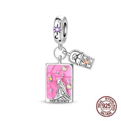 100% 925 Sterling Silver Tarot Collection Pendant DIY Hourglass Beads Fit Pandach Original Bracelet Women Jewelry Birthday Gift