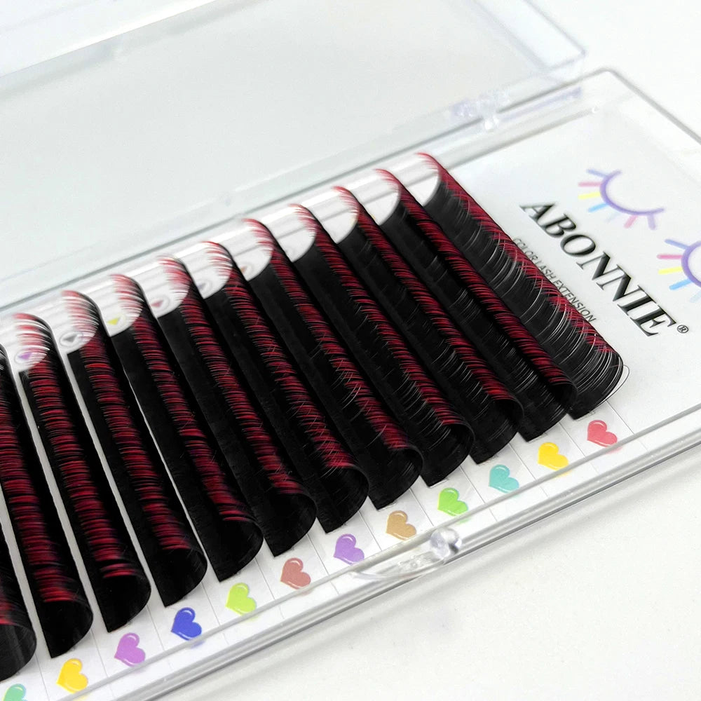 ABONNIE Mix Color Eyelashes Make up Black Gradient Red Blue Purple Eyelashes Extensions Individual Faux Mink Ombre Color Lashes