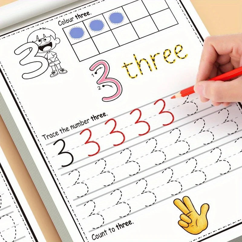 32 Pages, Children's Digital Writing Practice Book, Writing Aids, Improve Writing Skills, Number Recognition 0-30, Fun Coloring Practice Book, Early Education Pen Control Training Workbook