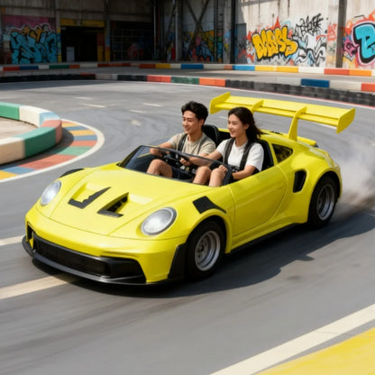 Steel Frame Electric Four-Wheeled Drift Karts with LED Light Customizable Go-Karts Racing Cars Suitable for Outdoor Sports