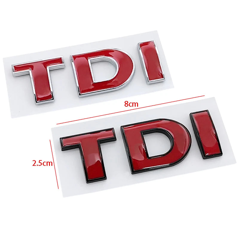 3D ABS Black Red Logo TDI Emblem Letters Decal Car Rear Trunk Badge TDI Sticker for VW Accessories