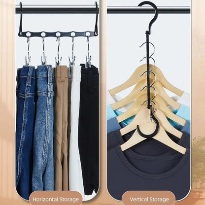 10/5Pcs Black Magic Space Saving Hangers Premium Smart Hanger Hooks Sturdy Cascading Hangers with 5 Holes for Heavy Clothes Clos