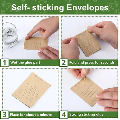 Wedding Gift Seed Pack 50 Pieces Self-Adhesive Seed Pack Retro Kraft Paper Envelope Seed Storage Paper Pack Wedding Shower Gift