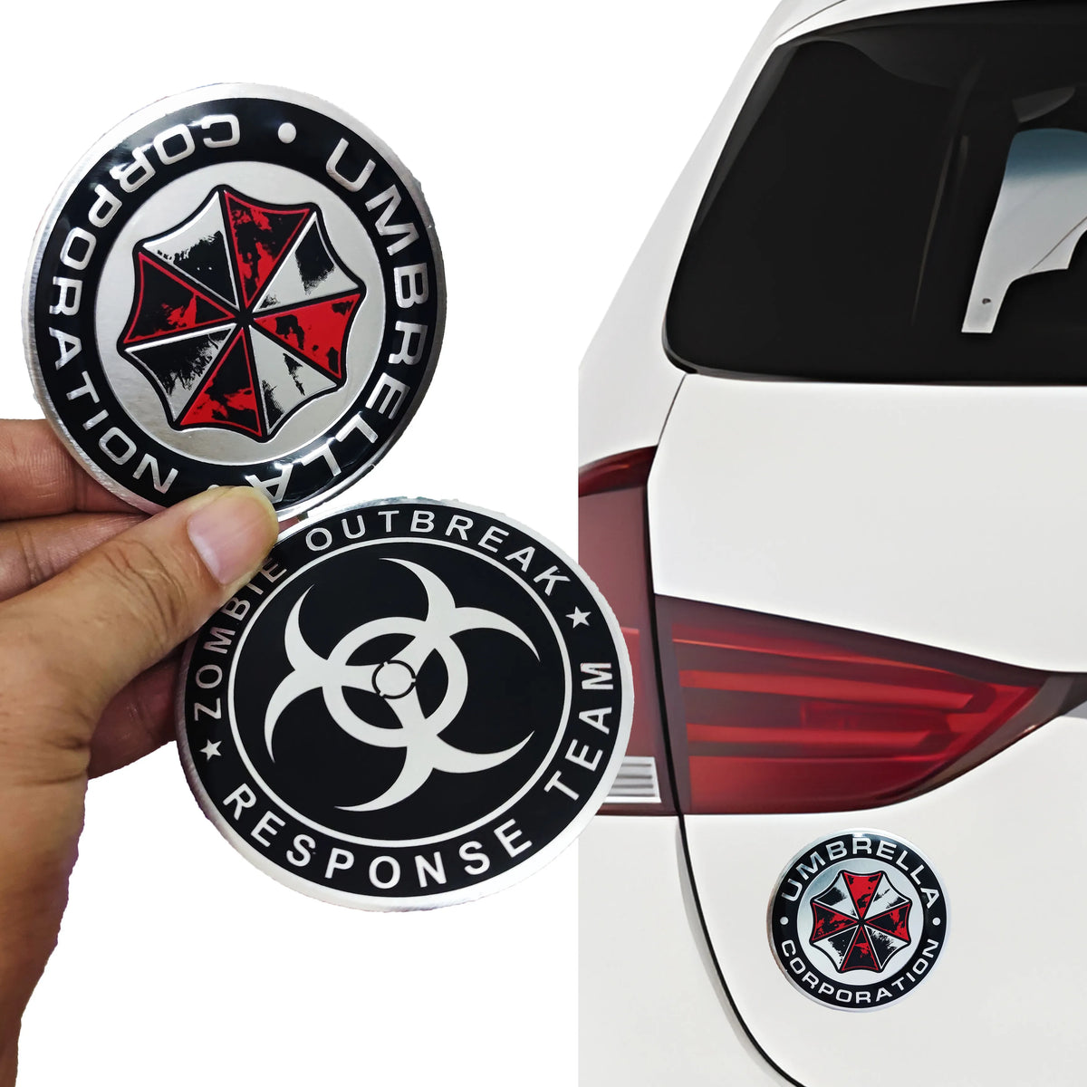 3D Aluminum Car Umbrella Corporation Badge Motorcycle Car Fuel Tank Cover Body Scratch Sticker Waterproof Decorative Decal