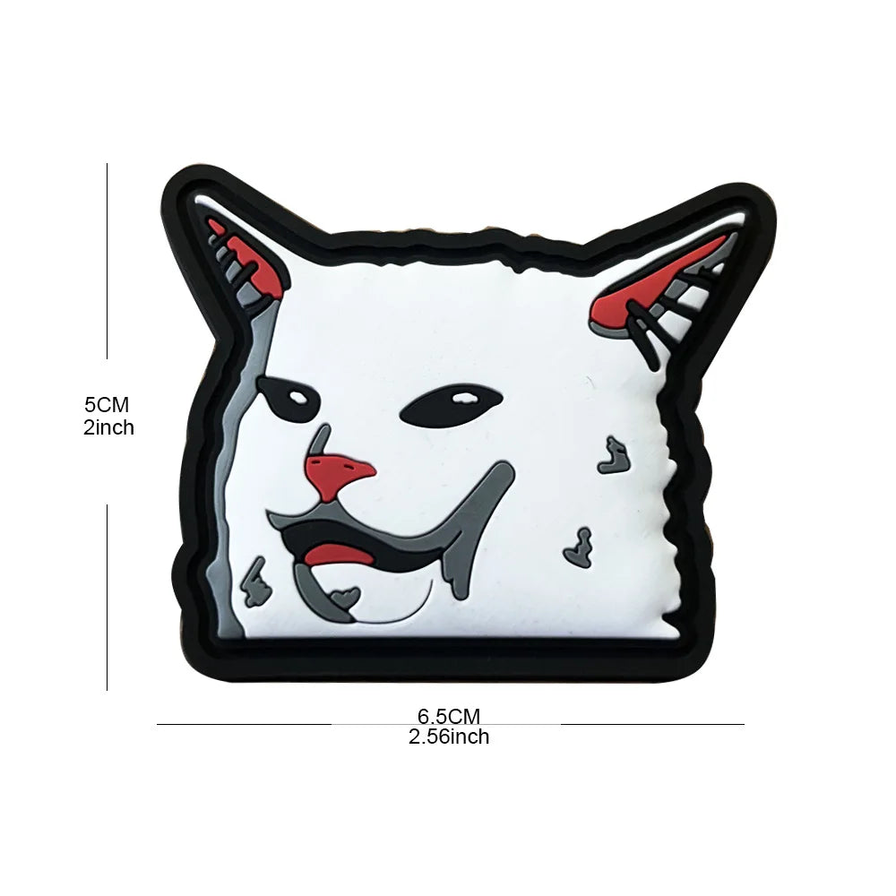 New Outdoor Bag Accessories: Satirical Cat Badge Graffiti Cat 3D PVC Magic DIY Bag Stickers Backpack Hook and Loop Patch