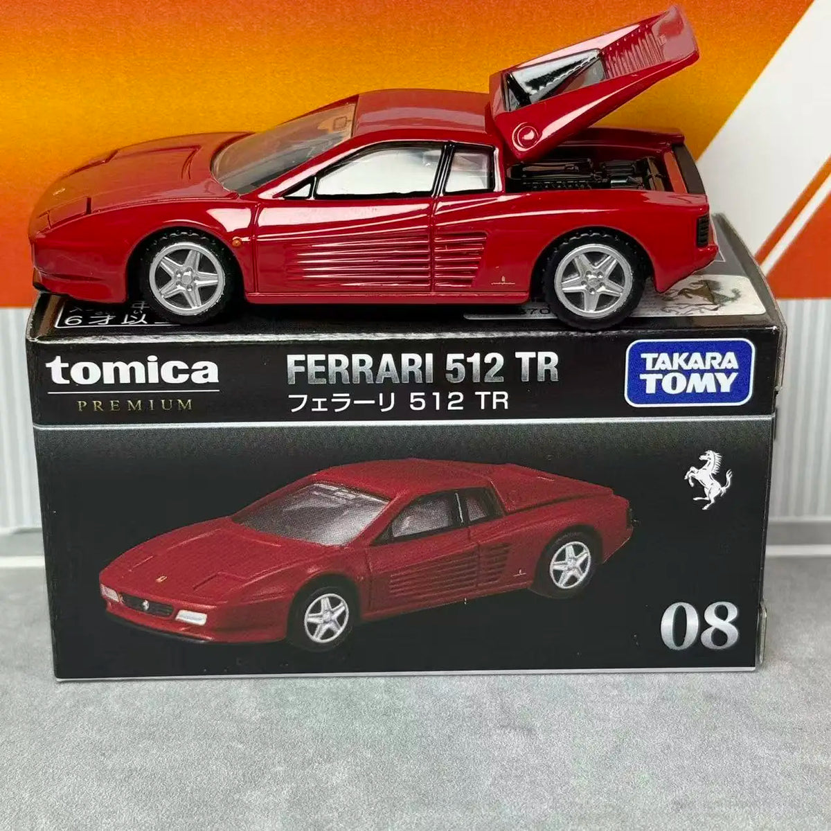 Takara Tomica Premium 08 Ferrari 512 TR Authentic Replica Diecast Car Vintage Supercar Alloy Vehicle Hobby Collectible Ornament