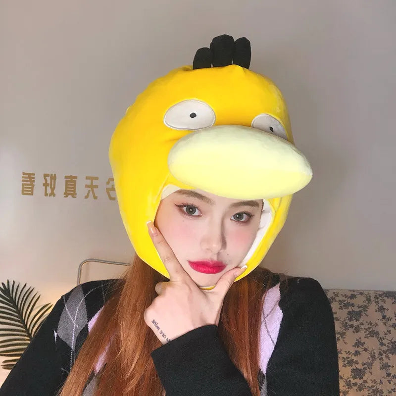 Cute Psyduck Hat Kawaii Japanese Style Plush Hat For Girl Warm Hat For Winter Funny Photo Props Christmas Gift