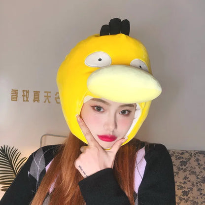Cute Psyduck Hat Kawaii Japanese Style Plush Hat For Girl Warm Hat For Winter Funny Photo Props Christmas Gift