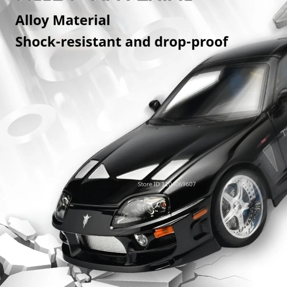 1:24 Scale Supra A80 911 GT3RS Supercar Model Toy Alloy Diecast Shock Absorption Doors Opened Sound Light Collection Sports Cars