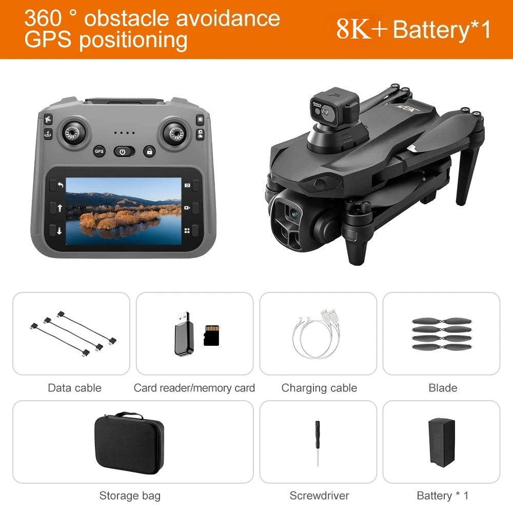 Lenovo V916MAX Professional 8K Drone HD Dual Camera Remote control with large screen, 5G WIFI FPV Foldable Quadcopter RC Dron