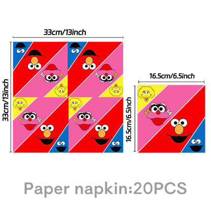 Cartoon Sesames Streeted Birthday Party Decoration Elmo Theme Balloon Set Plates Tissue Tablecloth Party Supplies Baby Shower