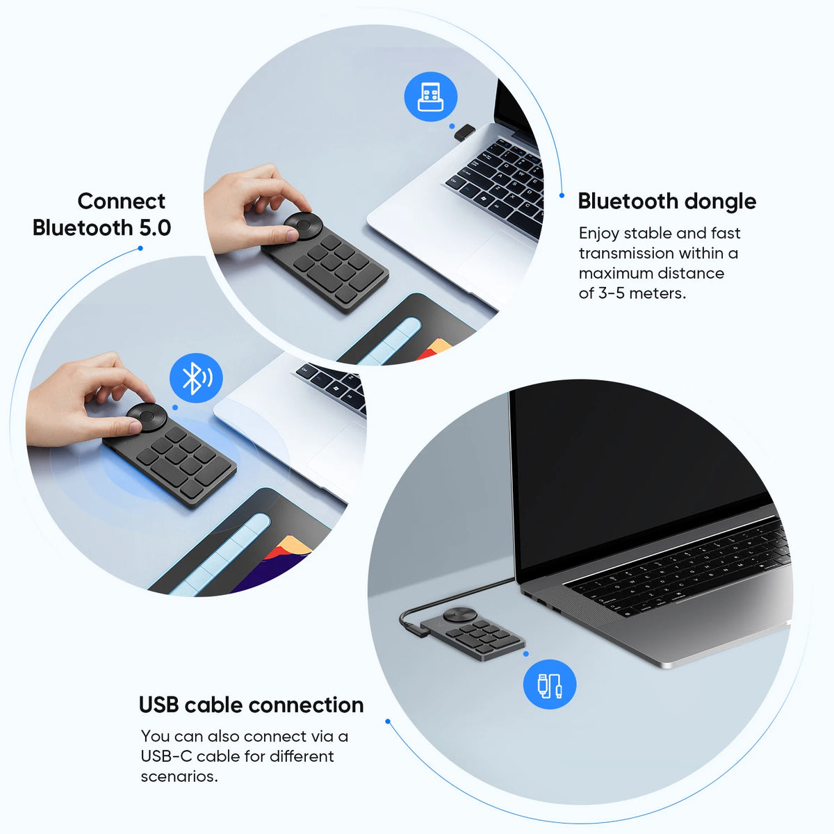 XPPen ACK05 Wireless Shortcut Remote 10 Customized Shortcut Keys Portable Bluetooth Keyboard for Windows Mac Drawing Tablet