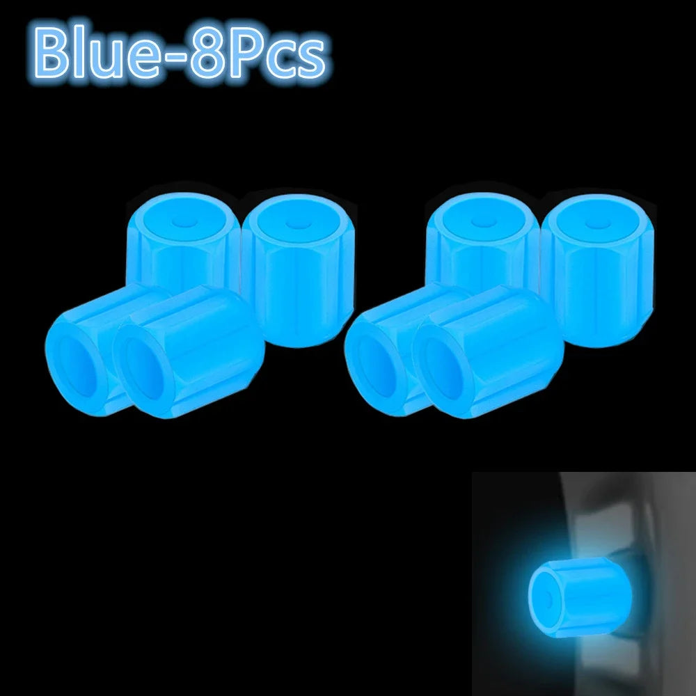 Luminous Tires Valve Caps Car Styling Universal Fluorescent Tire Valves Cap Car Motorcycle Bike Wheel Plug Tyre Hub Cover Decor
