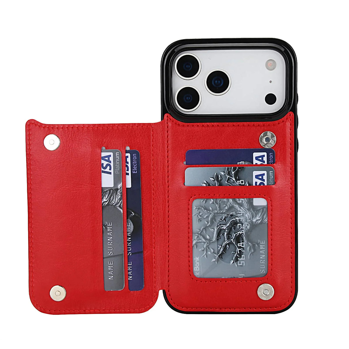 For iPhone 18 Pro/17 Pro Max/17eAir Wallet Case With Card Holder,PU Faux Leather Kickstand Card Slots Case,Double Magnetic Clasp