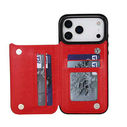 For iPhone 18 Pro/17 Pro Max/17eAir Wallet Case With Card Holder,PU Faux Leather Kickstand Card Slots Case,Double Magnetic Clasp