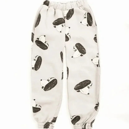 Autumn/Winter INS Korean Style Boys' and Girls' Cartoon Printed Underpants with Velvet Lace Up Guard Sports Children's Pants
