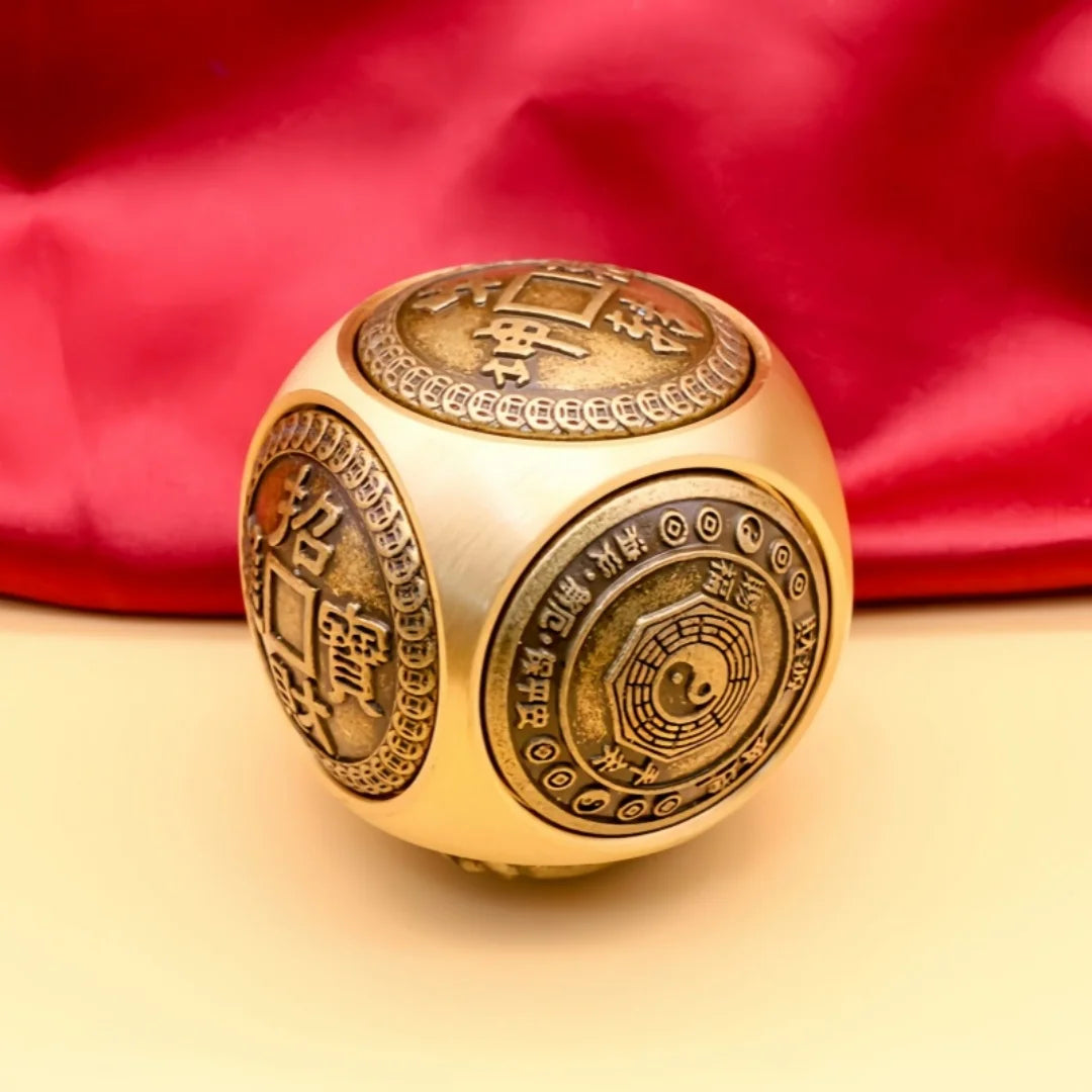 Rotating Six-Faced Chinese Lucky Coin Spinner Fidget Toy Stress Anxiety Relief Sensory Focus Tool For Birthday Christmas Gift