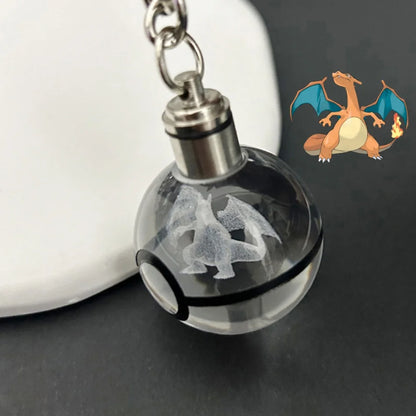 Pokemon Crystal Ball 3D Pikachu Mewtwo Mew Gengar Night Light Pokeball Crystal Keychain Anime Action Figure Toy Birthday Gift