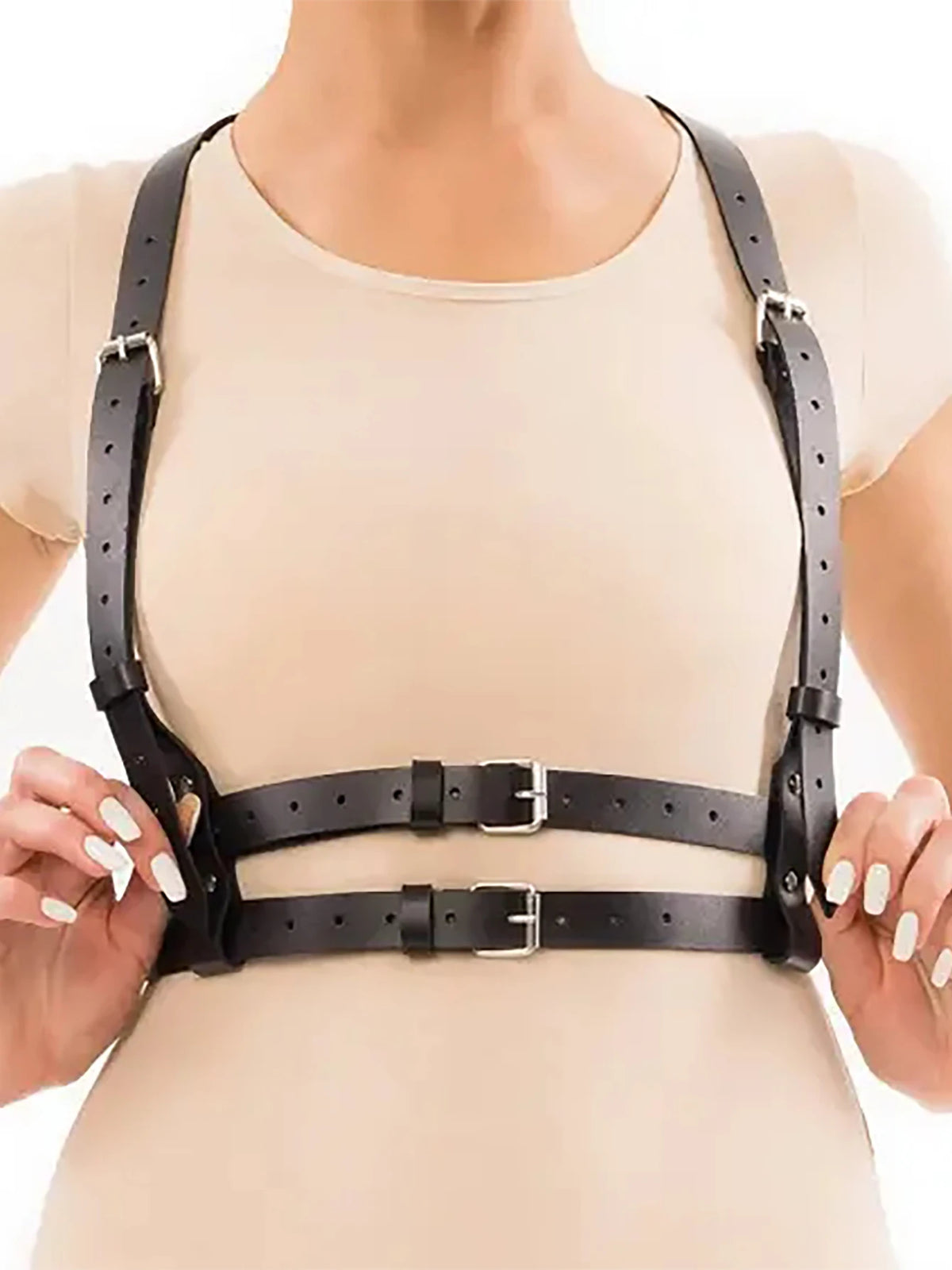 Fashion Punk PU Leather Waist Belt for Women Gothic Body Bondage Chest Harness Belt Adjustable Suspenders Clothing Accessories