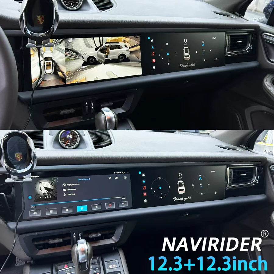 12.3+12.3inch For Porsche Macan 2014-2017 PCM 3.1 4.0 Dual Screen Stereo Car Radio GPS Carplay Multimedia Player Android Auto