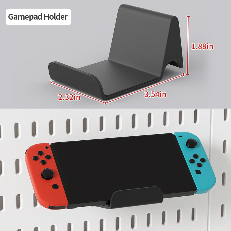 No Drill Pegboard Wall Rack Gaming Room Storage for Controllers Headphones Figures Keyboard Hooks Shelf