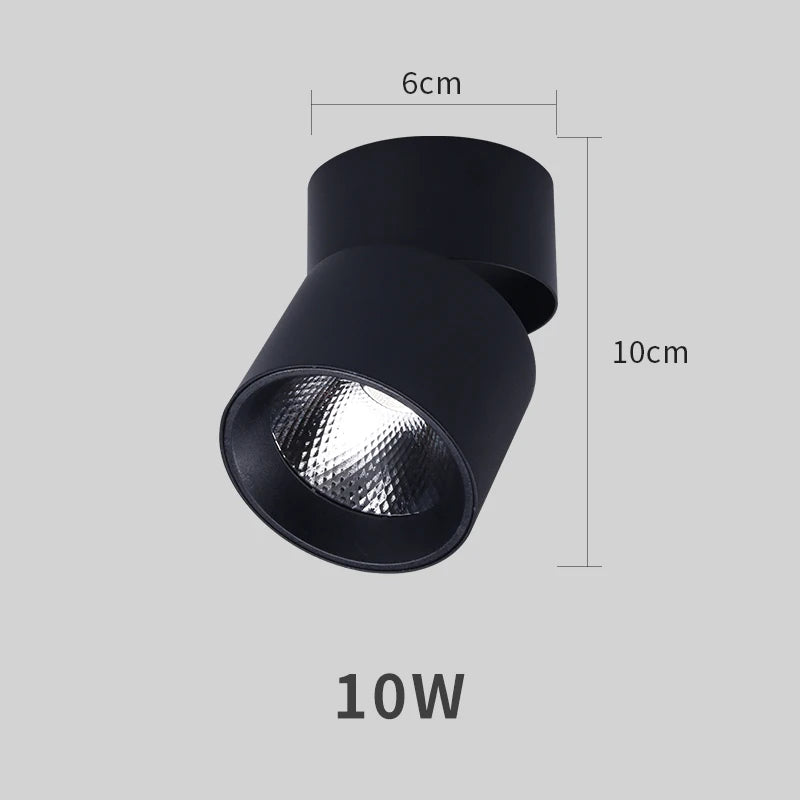 Dimmable LED Downlight Foldable Ceiling Spotlight 10W 15W 20W Surface Mounted Aluminum Spots Lamp For Room Home Kitchen Bathroom