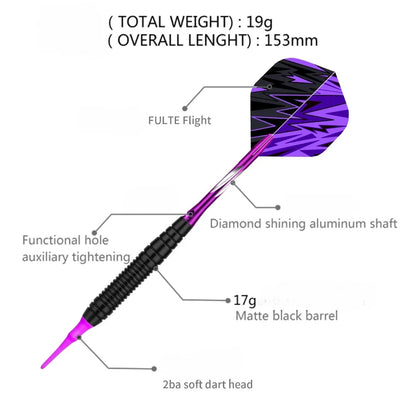 Soft Tipped Darts Professional Indoor Plastic Tip Darts Set for Electronic Dartboard Games Plastic Storage Box 3pcs