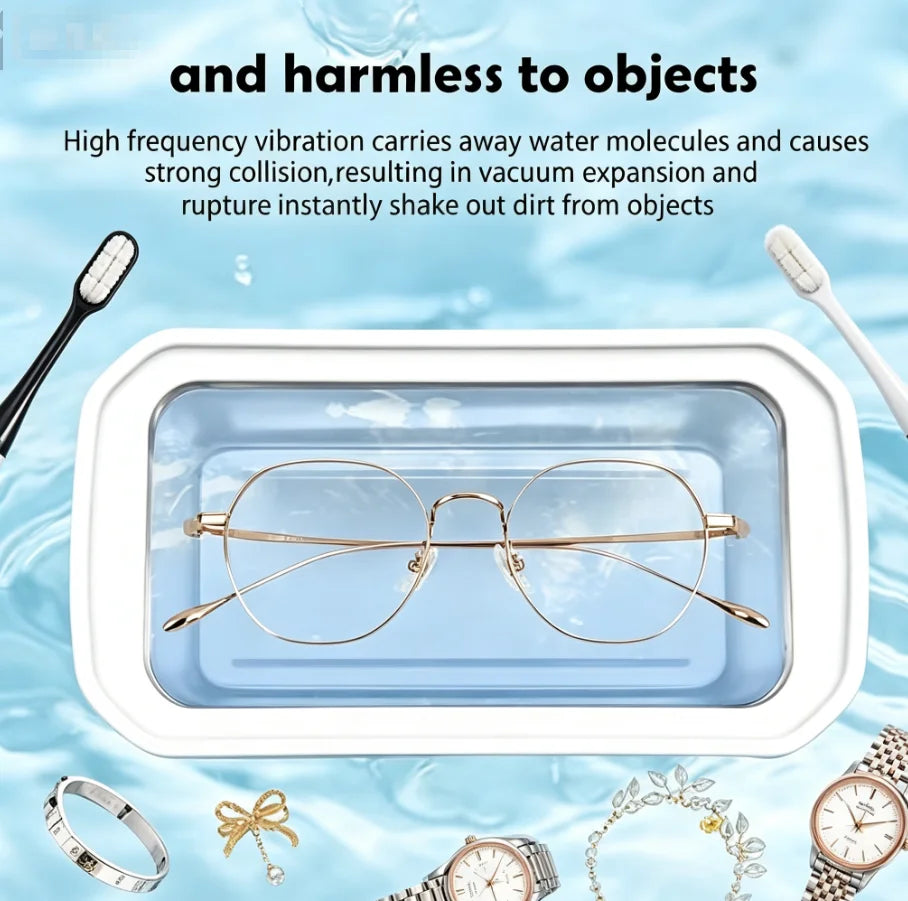 Ultrasonic Cleaner Machine Eyeglass 650ml Mini High-frequency Vibration Cleaning For Glasses Jewelry Denture Pacifier