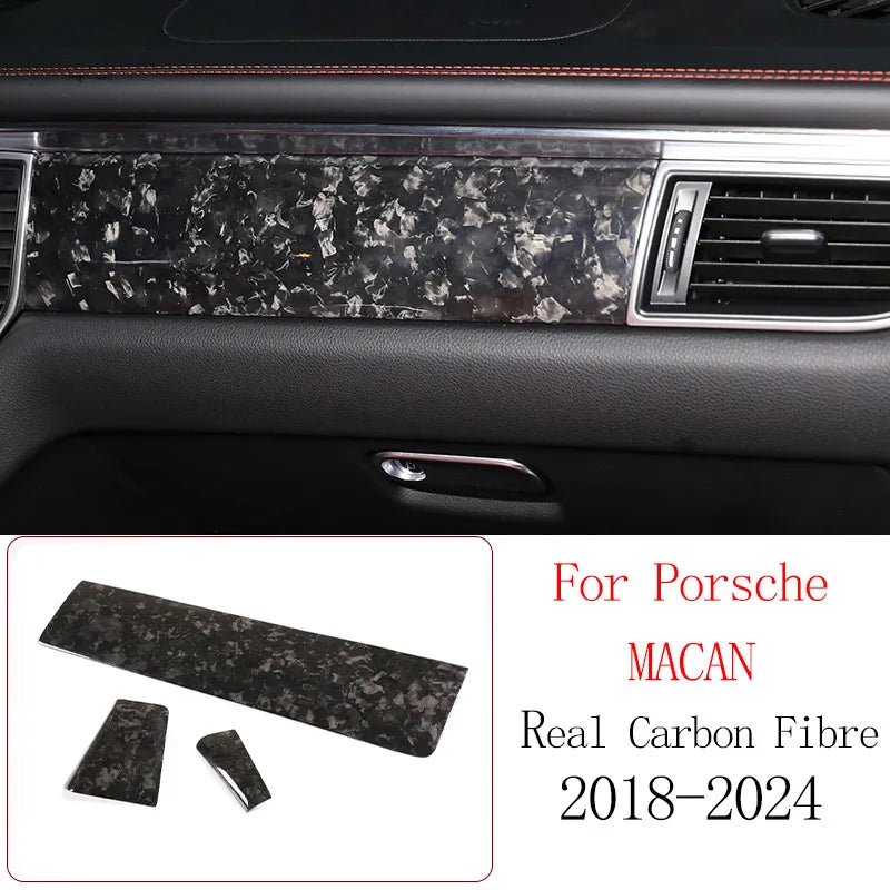 Real Carbon Fiber For Porsche Macan 2014-2020 Inner Door Central Control Gear Panel Cover Door Sill Trim Stickers Accessories