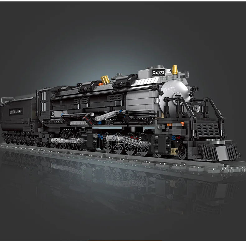 Building blocks Urban transportation series BIGBOY Steam train model assembled  toys 1608pcs