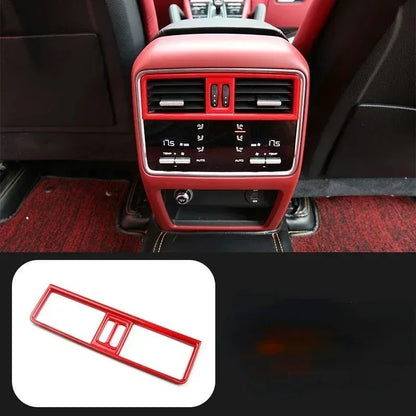 For Porsche Macan Cayenne 2011-2022 ABS Red Car Rear Air-conditioning Outlet Frame Cover Trim Interior Car Accessories