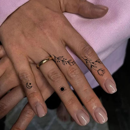 30Pcs Small Fake Tattoo for Women Men Flower Stars Moon Butterfly Temporary Tattoo Stickers for Hand Finger Wrist and Body Art