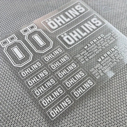 1SET OHLINS Transparent PVC Shock Absorber Decal Black Text White Background Motorcycle Bike Decor Sticker