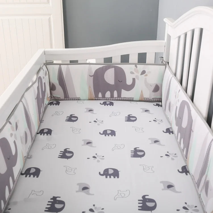 Crib Rail Cover Set and Baby Crib Liner  Baby Bumperless Crib Cot Protector Infant Bebe Bedding Set