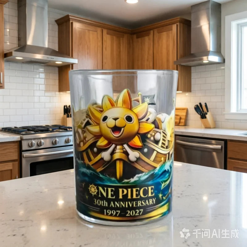 NEW Anime One Piece 30Th Anniversary Whiskey Tumbler Cup Luffy  Thousand Sunny Nami Glass Drinkware Coffee Cup Mug Gift