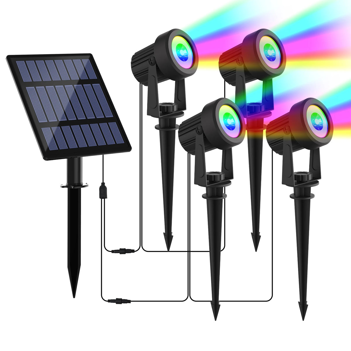 1/2/4/6 Lights RGB Solar Spotlight IP65 Waterproof Solar Light Outdoor Garden Light For Christmas Halloween Party Decor
