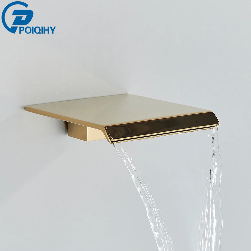 Brass Faucet Spout Black Bath Spout Golden Bathroom Faucet Accessory Waterfall Tub Spout Basin Water Outlet