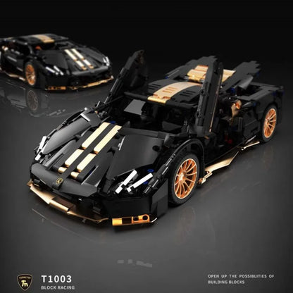 FUNXINEE 1309 PCS Technical Black Gold Sports Car Building Blocks Super Racing Vehicle Assemble Toys Christmas Birthday Gifts