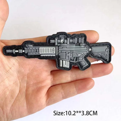 3D PVC Rubber Morale Patches Mini Pistol, Rifle Army Badge Stickers, Military Tactical Patch With Hook For Backpack