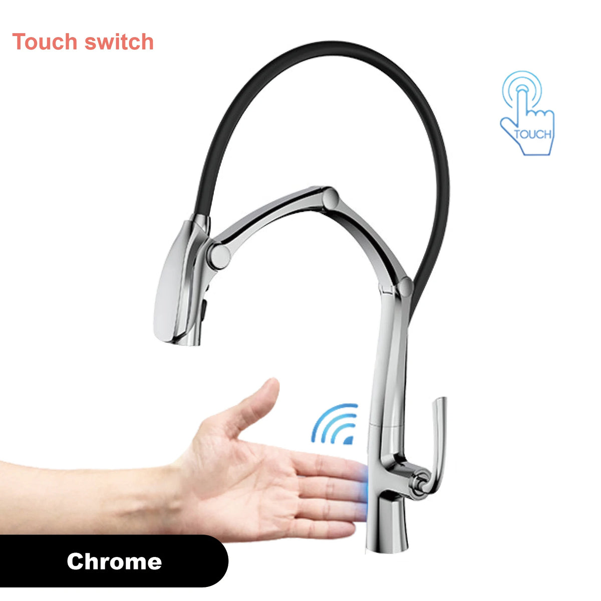 Luxury Gunmetal Brass Kitchen Faucet with LED Display,Sensor&Pull-Out 3-Function Spray,Touchless High Pressure Water-Saving Tap